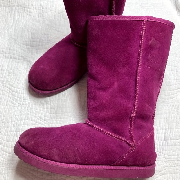 🔥SALE🔥 Fuchsia suede pull on faux fur lining boots kids Sz 3 - Picture 5 of 11
